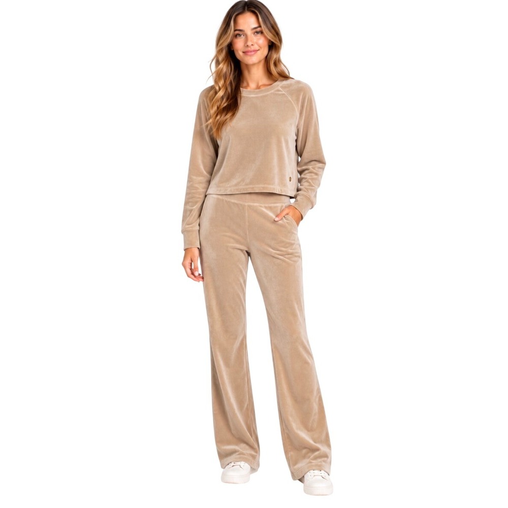NWT Lilly Pulitzer Zelek Velour Pullover Mayme High Rise Pant Set Sand Bar XL